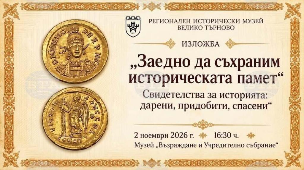 Златна монета на византийски император и спасени археологически ценности показват във Велико Търново